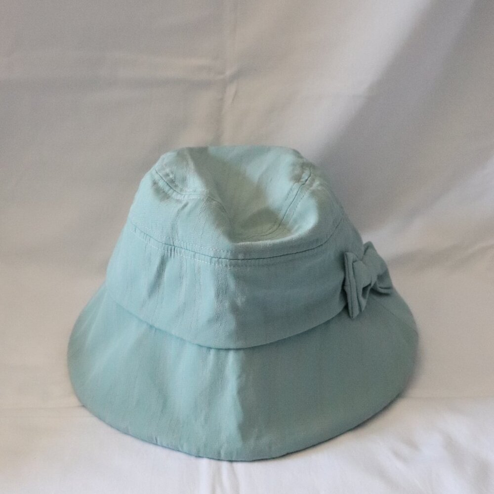 Brims & Things‎ Womens Blue Bucket Hat with Bow Outdoor Lightweight Summer Sun